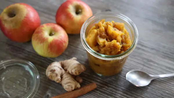 what to do with an apple glut - apples and ginger with a jar of chutney