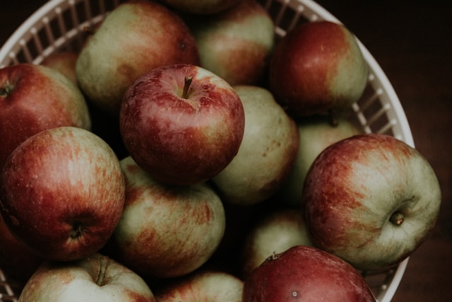 ripe apples in a basket ready for preparation to be frozen