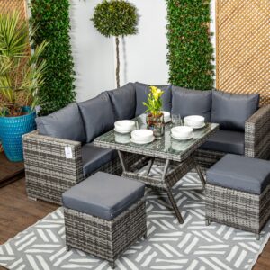 Braxted - Compact Corner Sofa Set with Dining Table and 2 Stools