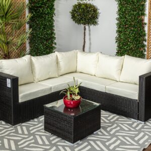 Greensted - Compact Corner Sofa Set with Coffee Table - BLACK