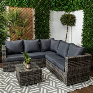 Greensted - Compact Corner Sofa Set with Coffee Table - GREY