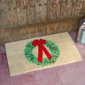 Holly & Ribbon Festive Mat - 45 x 75 cm